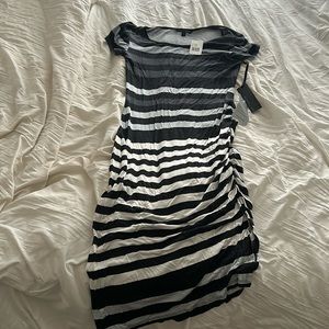 Felicity and cocoBlack, and gray striped rugged tunic dress